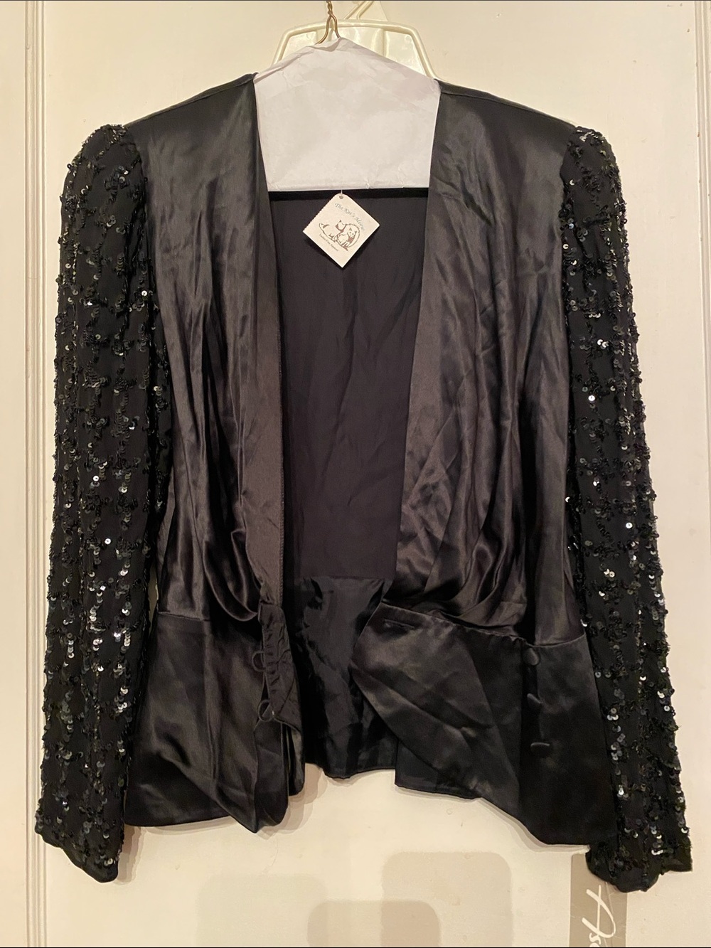 V! Aseret BLACK SEQUIN JACKET size 8 buttons NEW